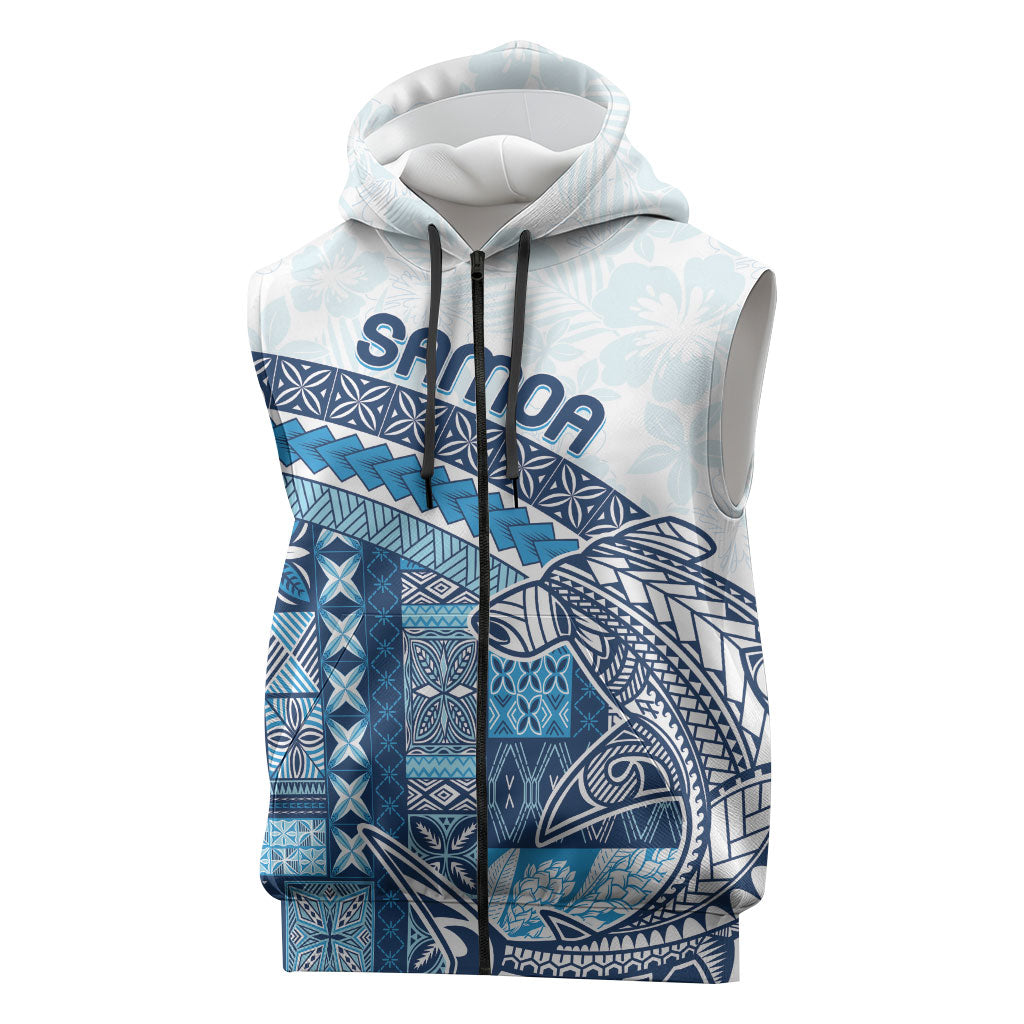 Samoa Mamanu Siapo Royal Blue Sleeveless Zip Hoodie Tatau Malie LT7 Royal Blue - Polynesian Pride