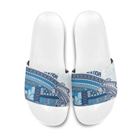 Samoa Mamanu Siapo Royal Blue Slide Sandals Tatau Malie LT7 Royal Blue - Polynesian Pride