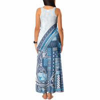 Samoa Mamanu Siapo Royal Blue Tank Maxi Dress Tatau Malie LT7 - Polynesian Pride