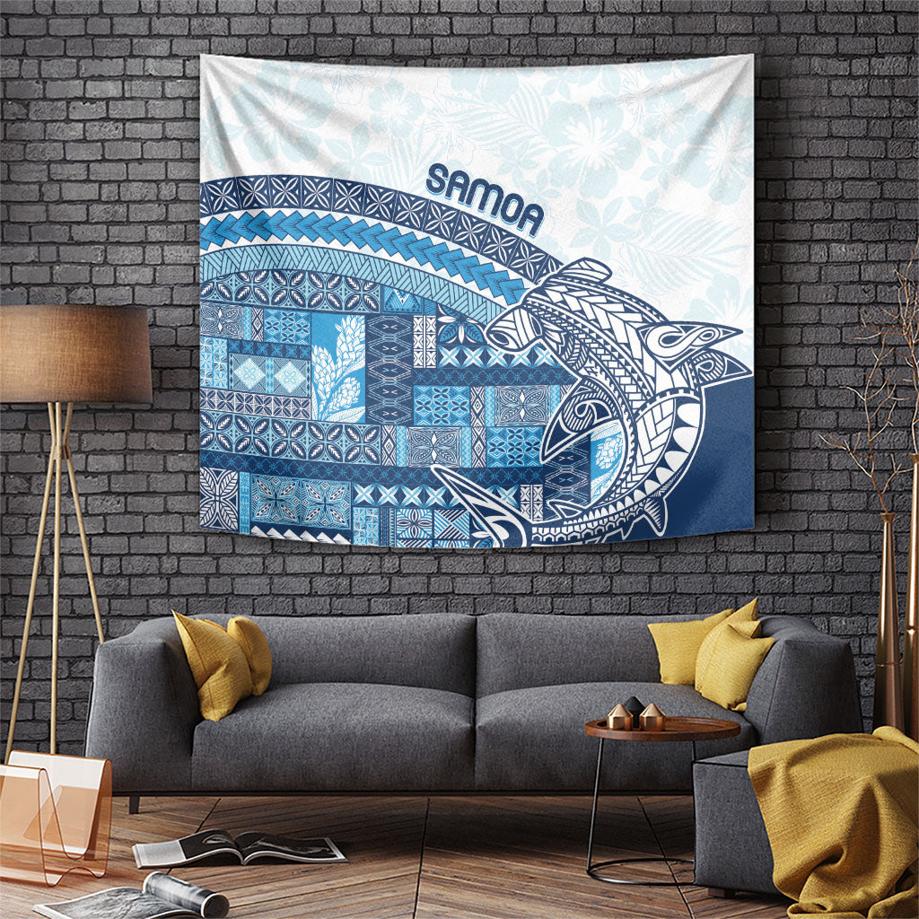 Samoa Mamanu Siapo Royal Blue Tapestry Tatau Malie LT7 Royal Blue - Polynesian Pride