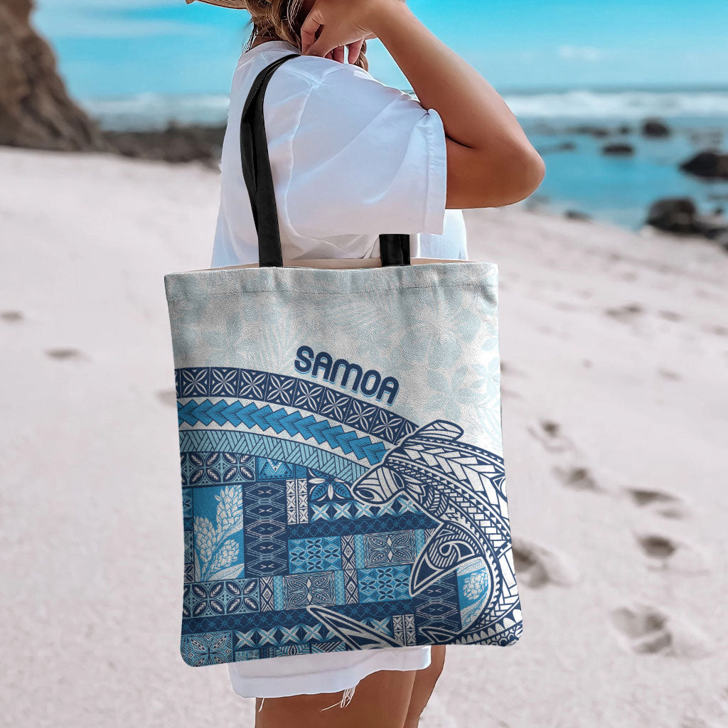 Samoa Mamanu Siapo Royal Blue Tote Bag Tatau Malie LT7 - Polynesian Pride