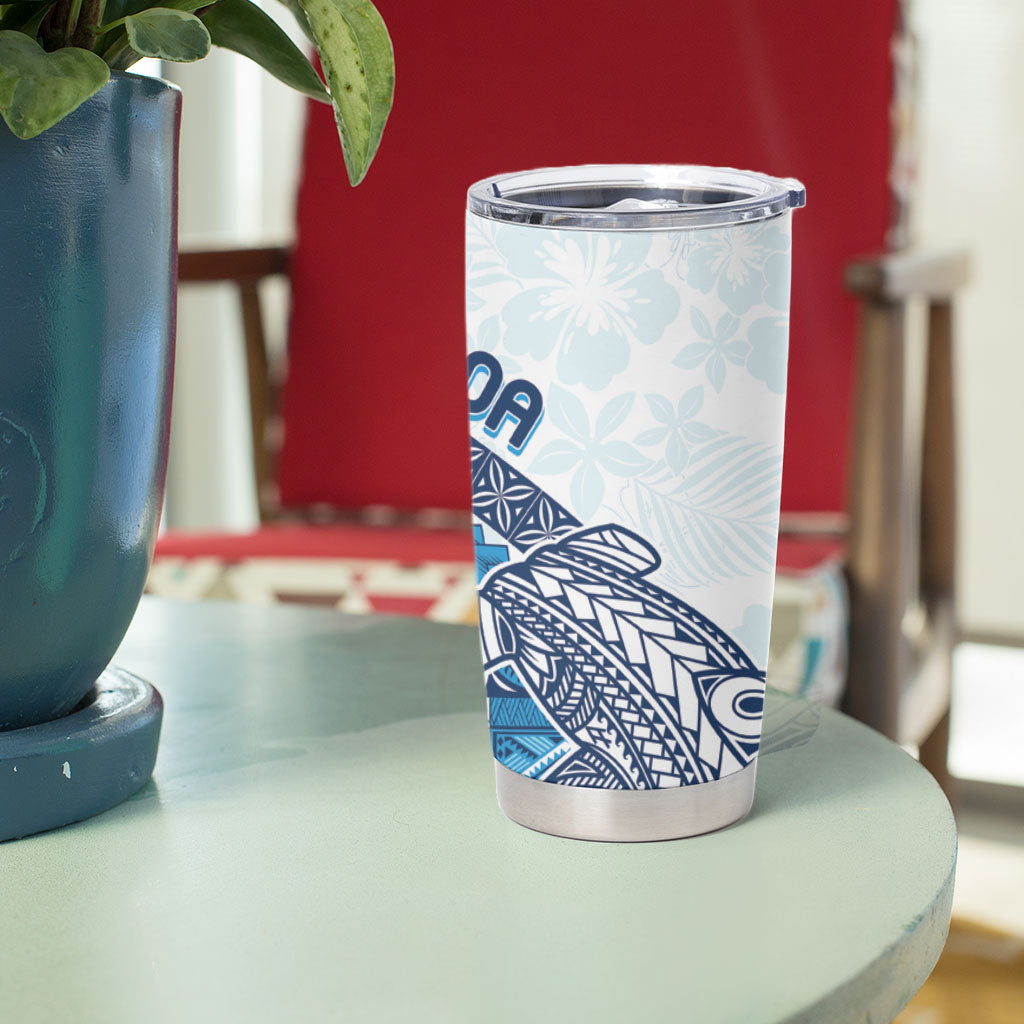 Samoa Mamanu Siapo Royal Blue Tumbler Cup Tatau Malie LT7 - Polynesian Pride