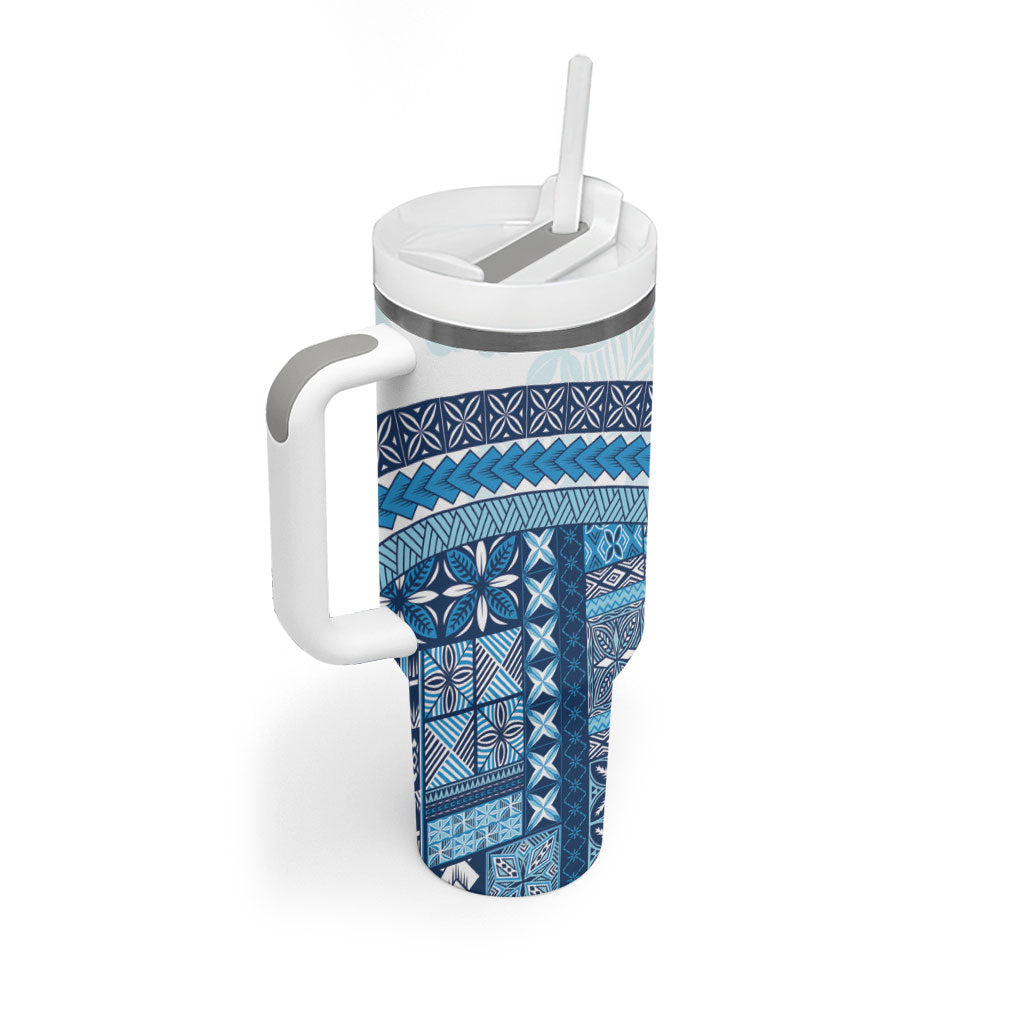Samoa Mamanu Siapo Royal Blue Tumbler With Handle Tatau Malie LT7 - Polynesian Pride