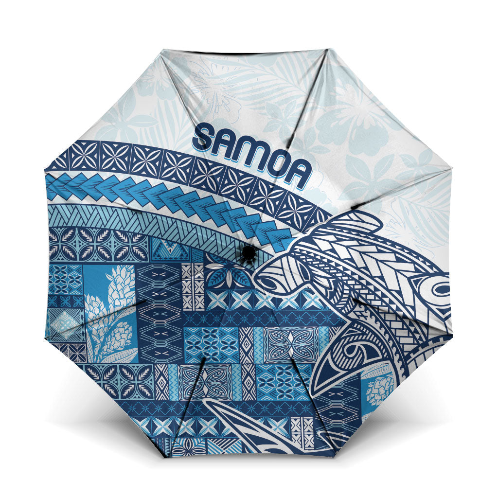 Samoa Mamanu Siapo Royal Blue Umbrella Tatau Malie LT7 One Size Folded 11.42 inch Opened Diameter 37.4 inch Royal Blue - Polynesian Pride