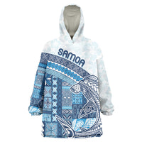 Samoa Mamanu Siapo Royal Blue Wearable Blanket Hoodie Tatau Malie LT7 One Size Royal Blue - Polynesian Pride
