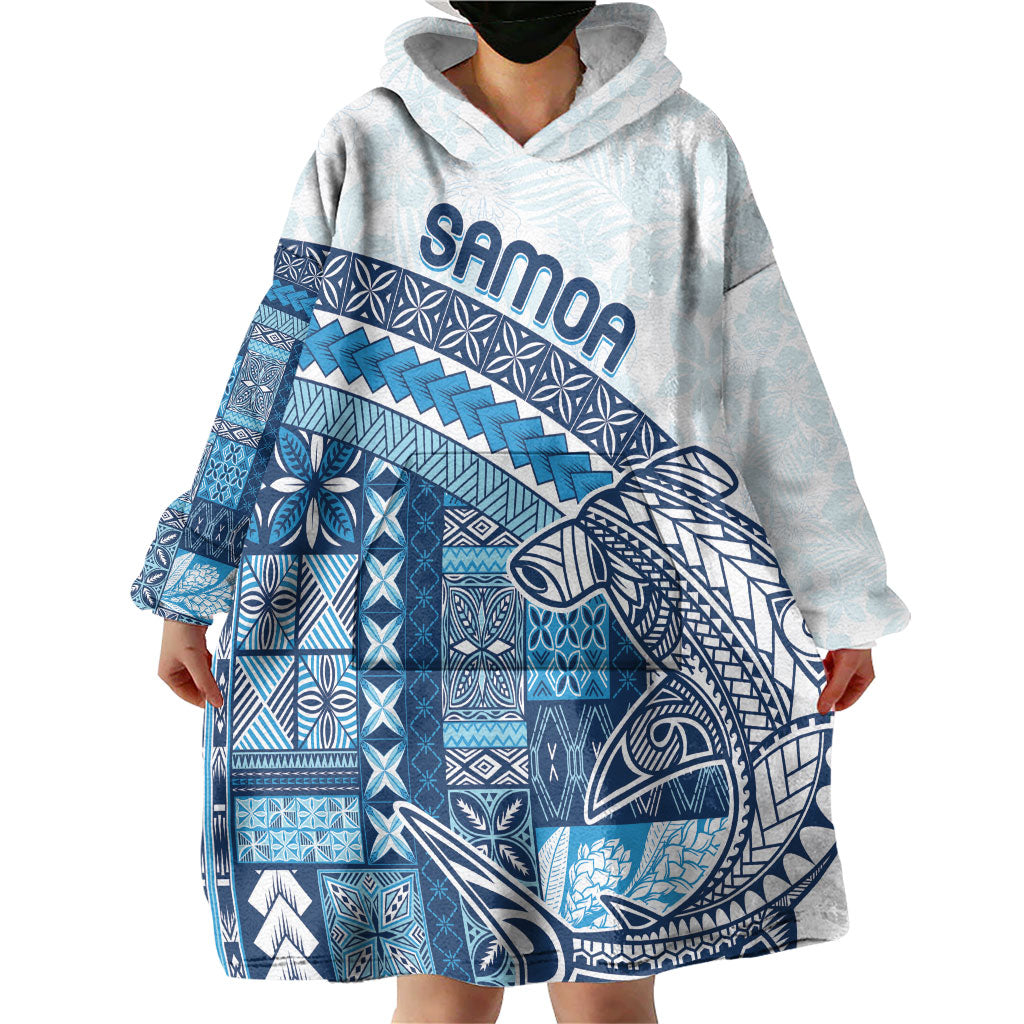 Samoa Mamanu Siapo Royal Blue Wearable Blanket Hoodie Tatau Malie LT7 - Polynesian Pride