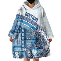 Samoa Mamanu Siapo Royal Blue Wearable Blanket Hoodie Tatau Malie LT7 - Polynesian Pride