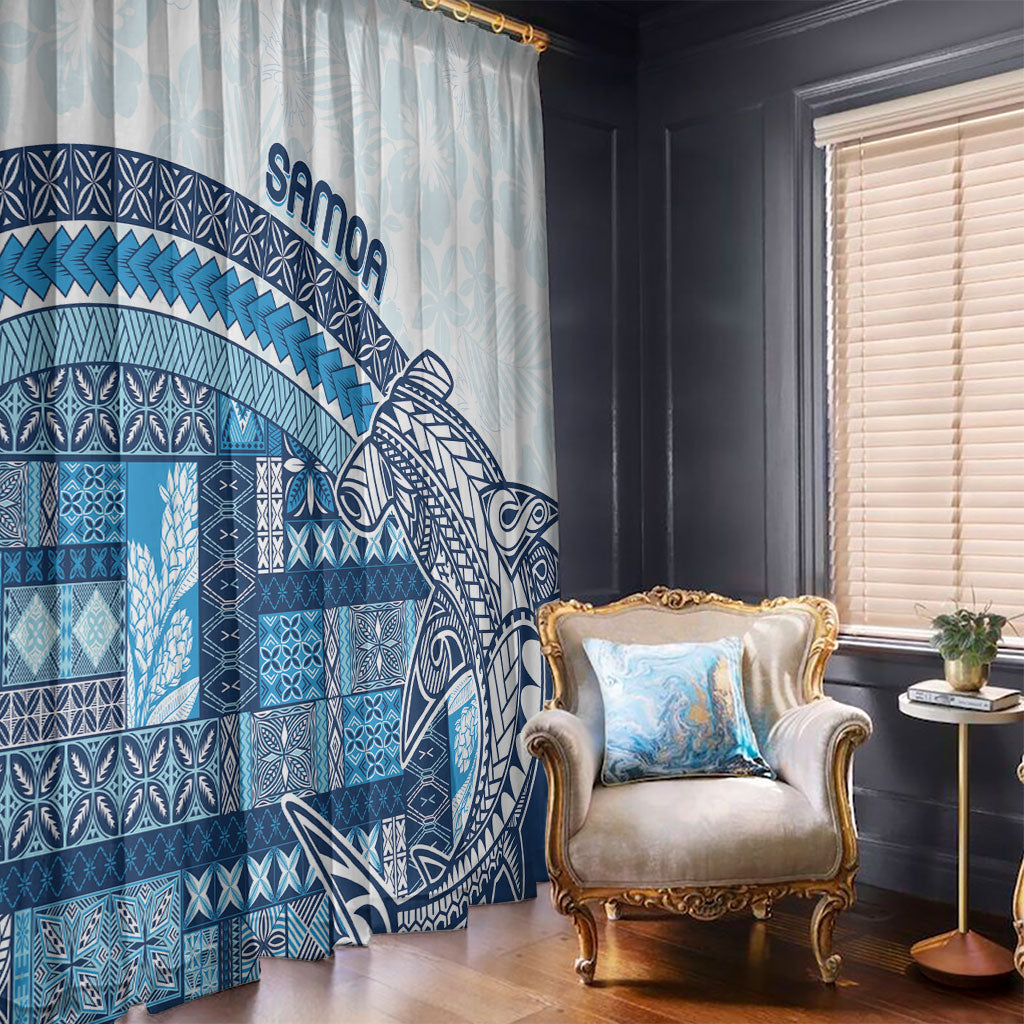 Samoa Mamanu Siapo Royal Blue Window Curtain Tatau Malie LT7 - Polynesian Pride