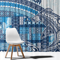 Samoa Mamanu Siapo Royal Blue Window Curtain Tatau Malie LT7 - Polynesian Pride