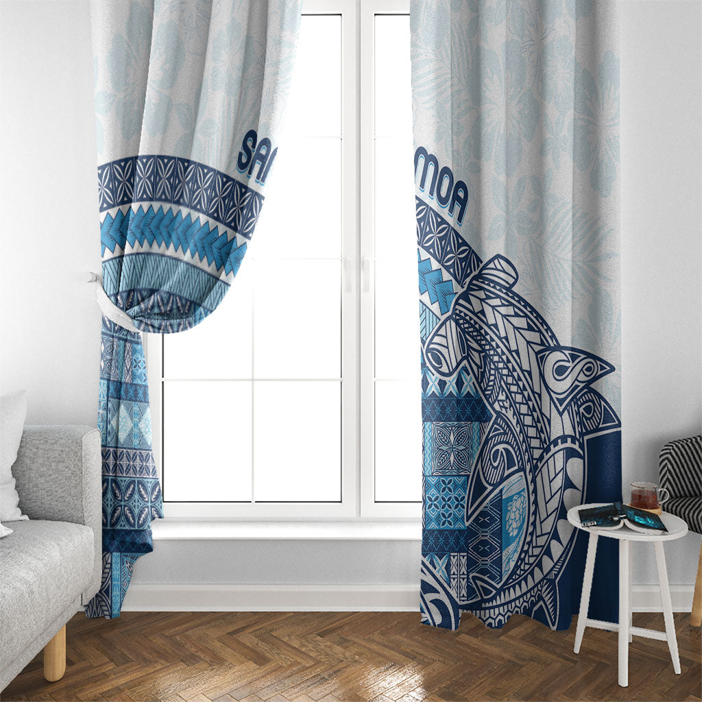 Samoa Mamanu Siapo Royal Blue Window Curtain Tatau Malie LT7 - Polynesian Pride