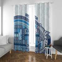 Samoa Mamanu Siapo Royal Blue Window Curtain Tatau Malie LT7 With Grommets Royal Blue - Polynesian Pride