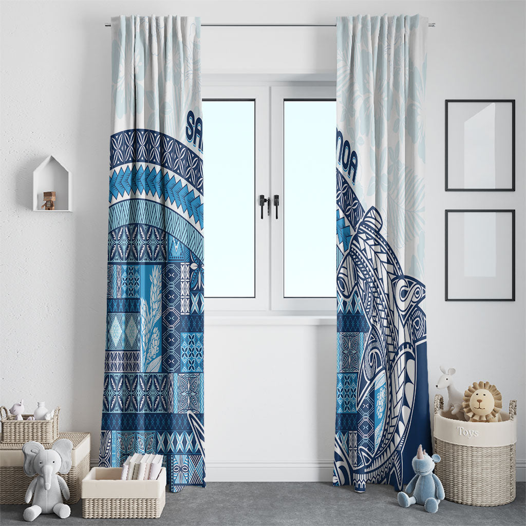 Samoa Mamanu Siapo Royal Blue Window Curtain Tatau Malie LT7 - Polynesian Pride
