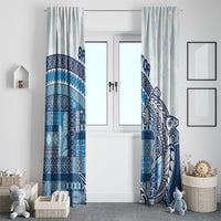 Samoa Mamanu Siapo Royal Blue Window Curtain Tatau Malie LT7 - Polynesian Pride
