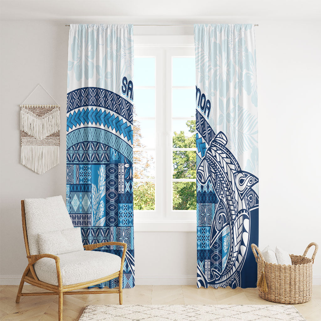 Samoa Mamanu Siapo Royal Blue Window Curtain Tatau Malie LT7 - Polynesian Pride