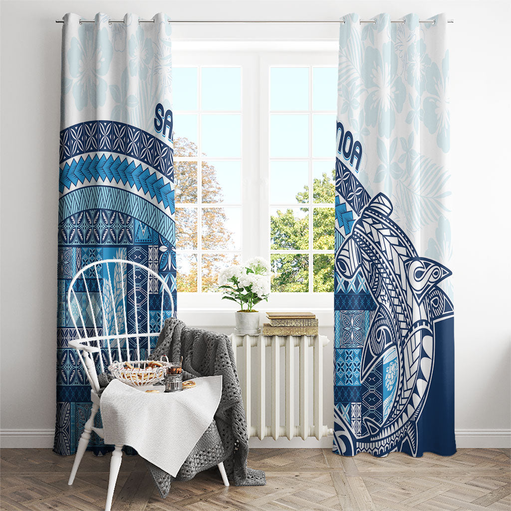 Samoa Mamanu Siapo Royal Blue Window Curtain Tatau Malie LT7 - Polynesian Pride