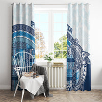 Samoa Mamanu Siapo Royal Blue Window Curtain Tatau Malie LT7 - Polynesian Pride