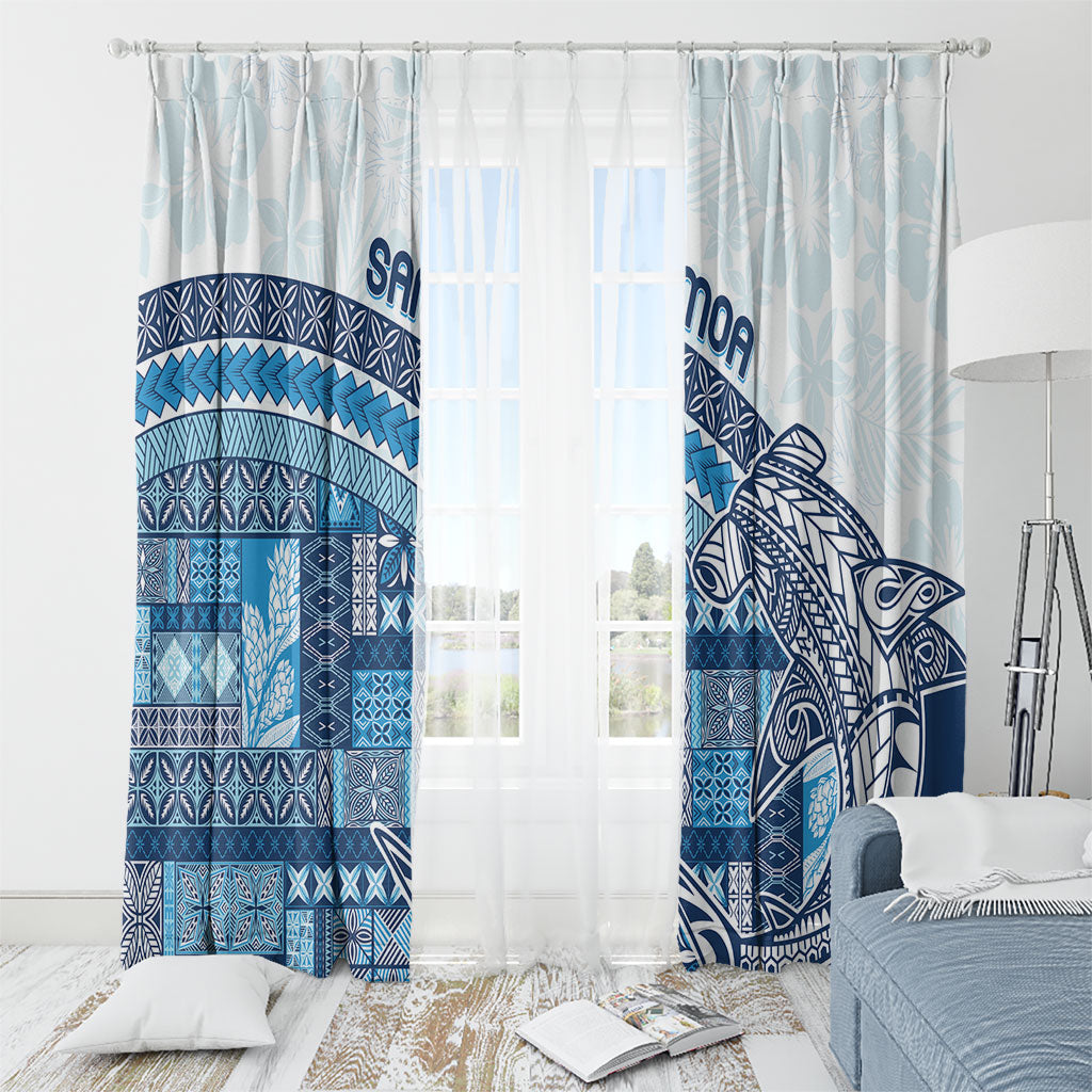 Samoa Mamanu Siapo Royal Blue Window Curtain Tatau Malie LT7 - Polynesian Pride