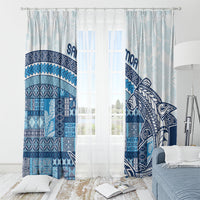 Samoa Mamanu Siapo Royal Blue Window Curtain Tatau Malie LT7 - Polynesian Pride
