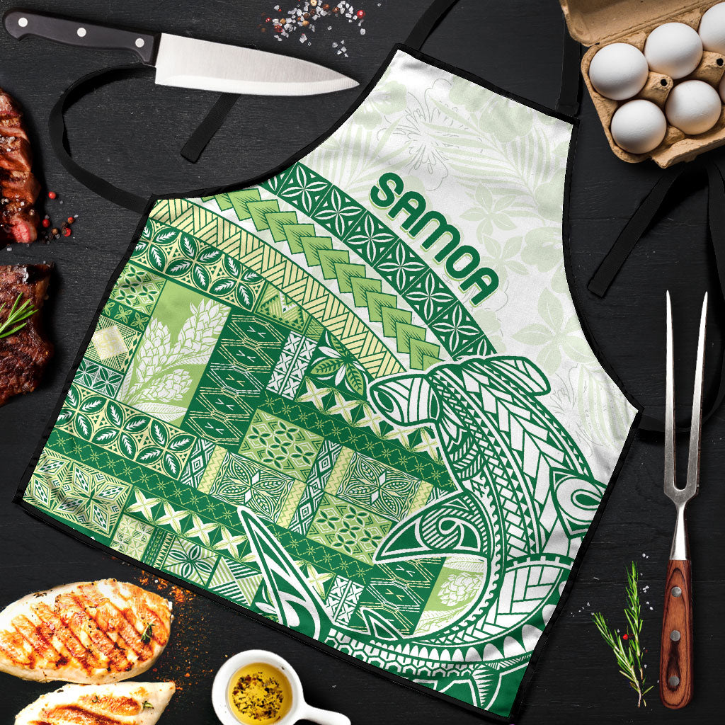 Samoa Mamanu Siapo Forest Green Apron Tatau Malie LT7 Forest Green - Polynesian Pride