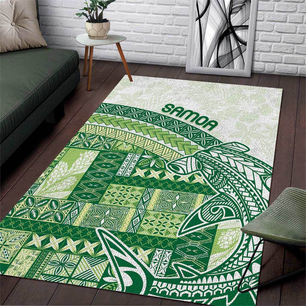 Samoa Mamanu Siapo Forest Green Area Rug Tatau Malie LT7 Forest Green - Polynesian Pride