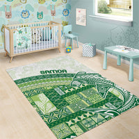 Samoa Mamanu Siapo Forest Green Area Rug Tatau Malie LT7 - Polynesian Pride