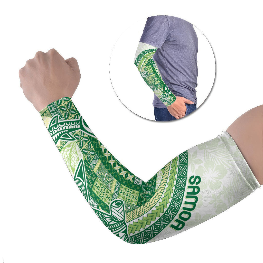 Samoa Mamanu Siapo Forest Green Arm Sleeves Tatau Malie LT7 Set of 2 Forest Green - Polynesian Pride