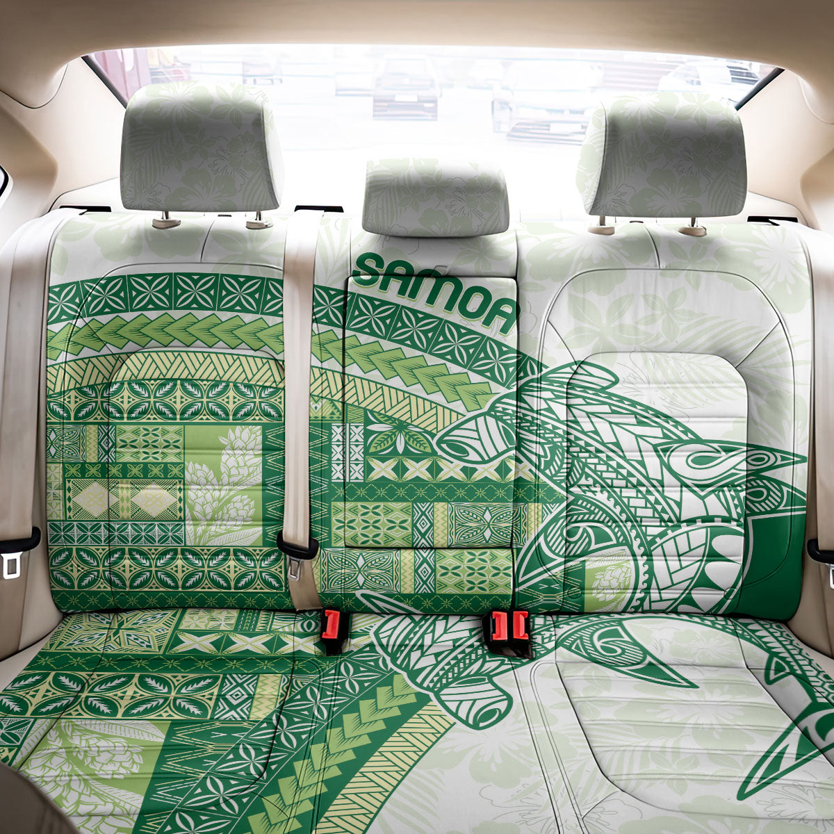 Samoa Mamanu Siapo Forest Green Back Car Seat Cover Tatau Malie LT7 - Polynesian Pride