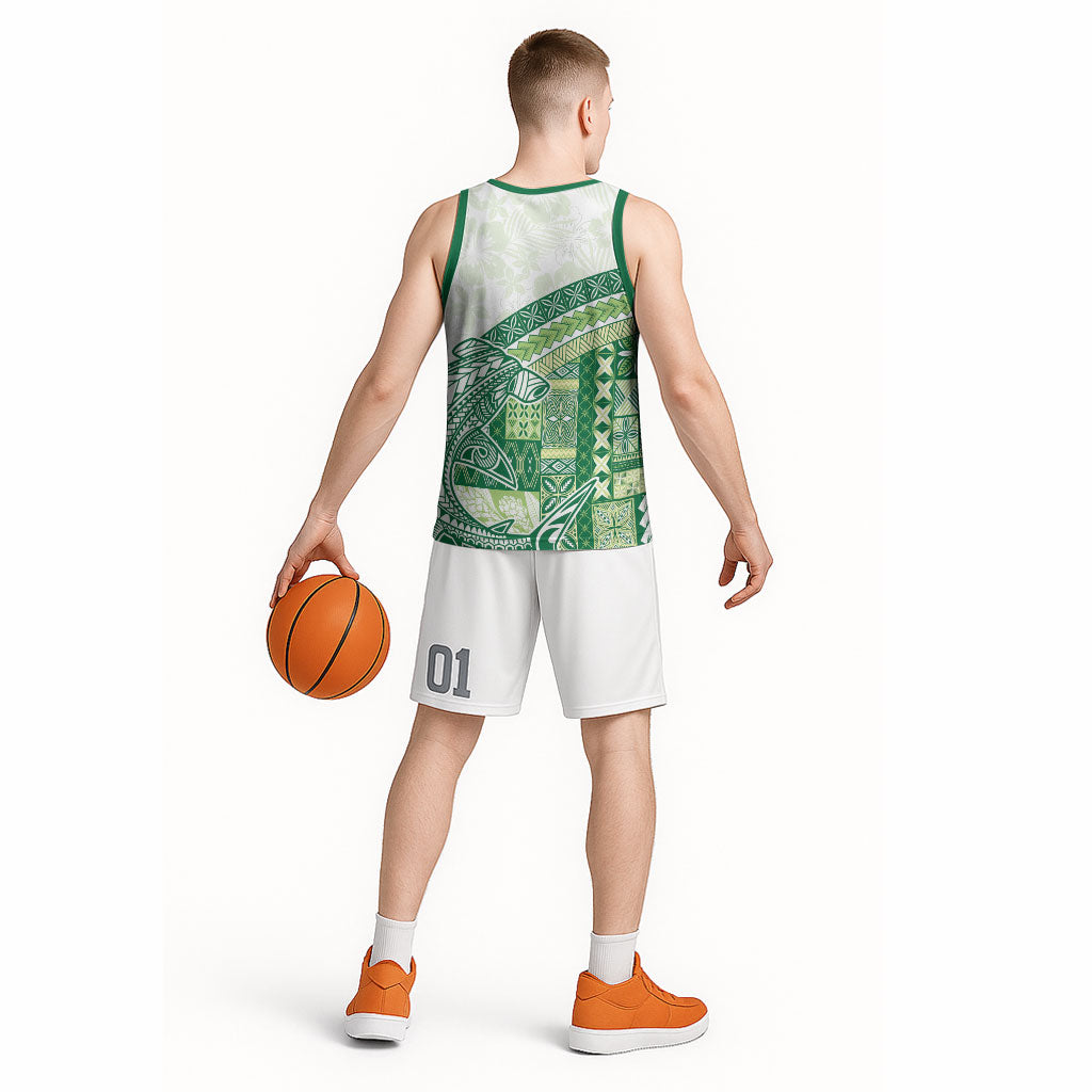 Samoa Mamanu Siapo Forest Green Basketball Jersey Tatau Malie LT7 - Polynesian Pride