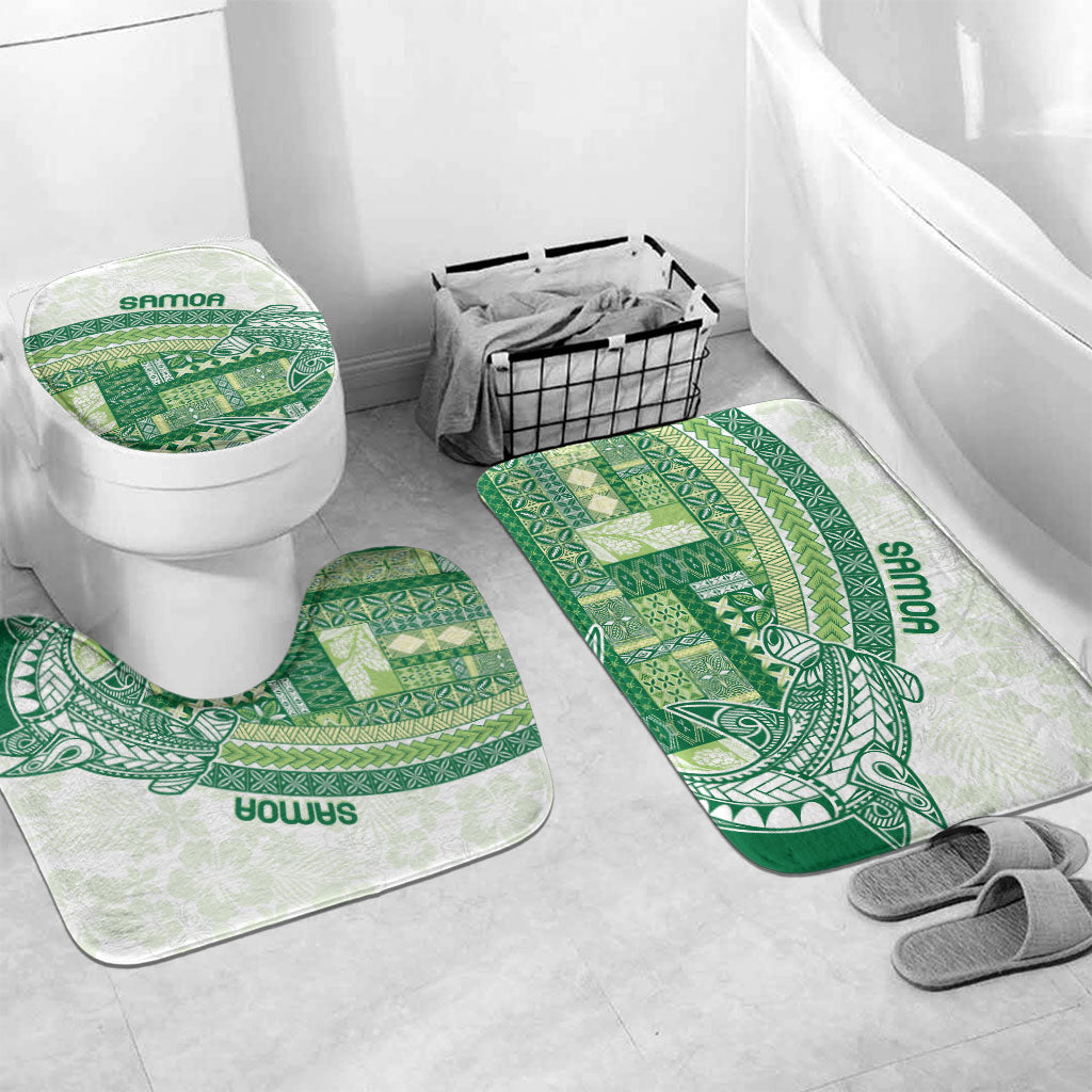 Samoa Mamanu Siapo Forest Green Bathroom Set Tatau Malie LT7 Mat Set Only (3 pcs) One Size Forest Green - Polynesian Pride