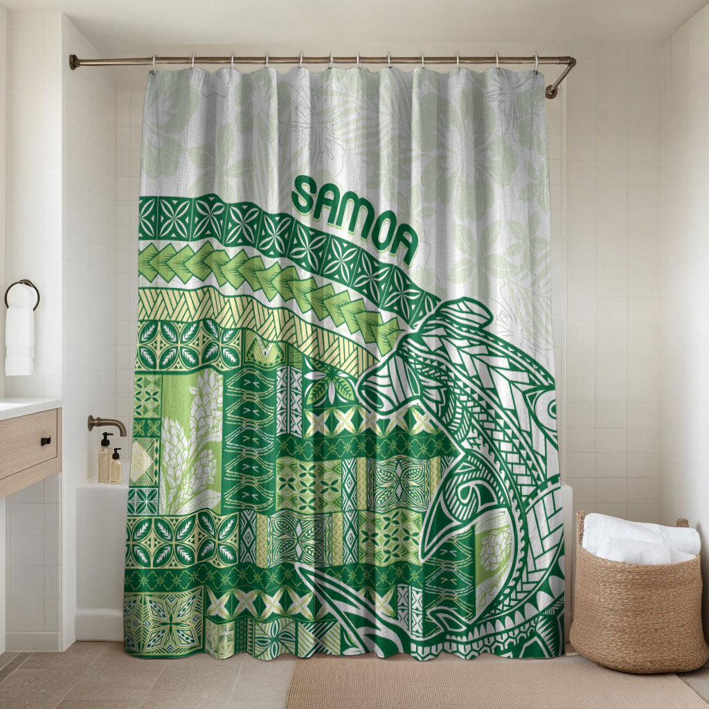 Samoa Mamanu Siapo Forest Green Bathroom Set Tatau Malie LT7 Shower Curtain Only Forest Green - Polynesian Pride