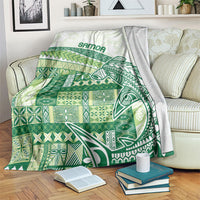Samoa Mamanu Siapo Forest Green Blanket Tatau Malie LT7 Forest Green - Polynesian Pride