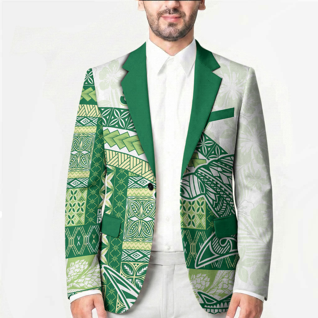Samoa Mamanu Siapo Forest Green Blazer Tatau Malie LT7 - Polynesian Pride
