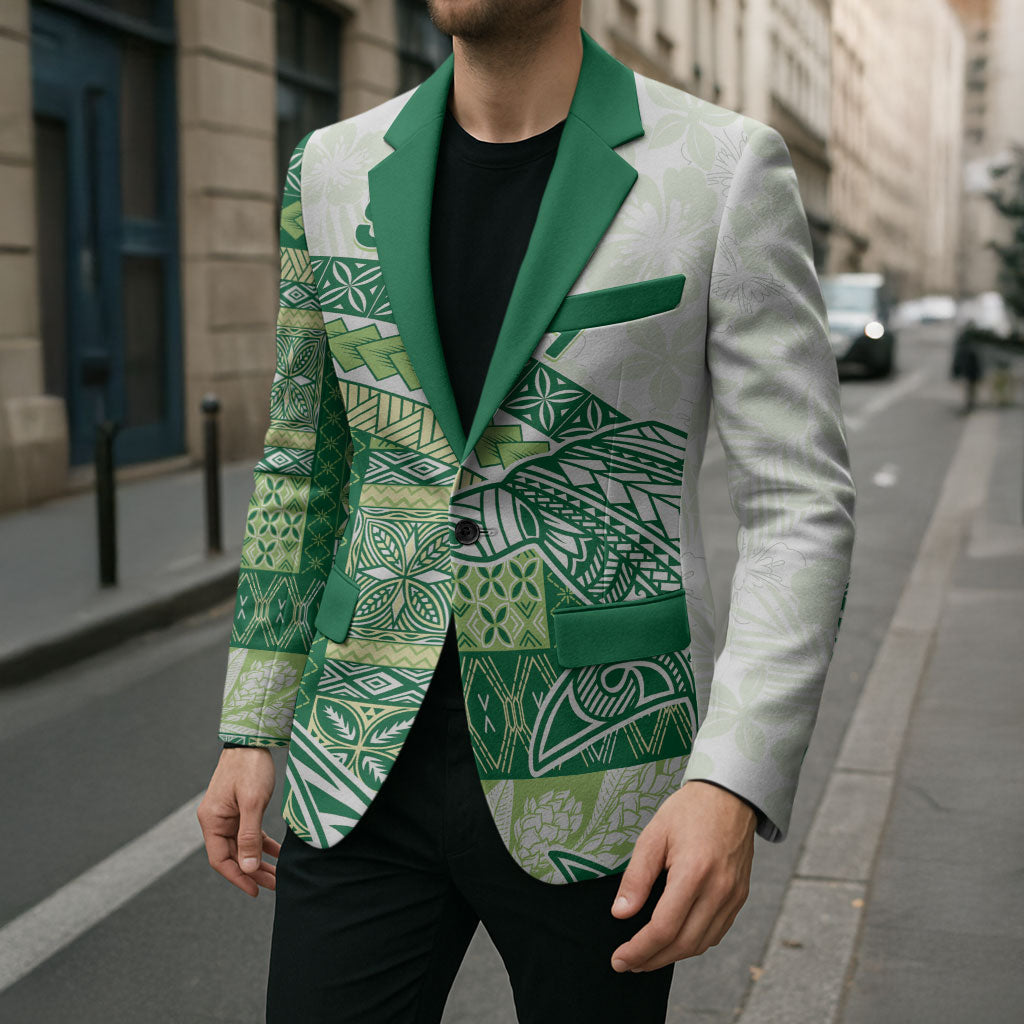 Samoa Mamanu Siapo Forest Green Blazer Tatau Malie LT7 - Polynesian Pride