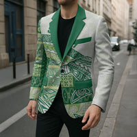 Samoa Mamanu Siapo Forest Green Blazer Tatau Malie LT7 - Polynesian Pride