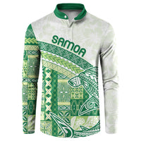 Samoa Mamanu Siapo Forest Green Button Sweatshirt Tatau Malie LT7 Forest Green - Polynesian Pride