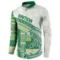 Samoa Mamanu Siapo Forest Green Button Sweatshirt Tatau Malie LT7 - Polynesian Pride