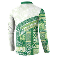 Samoa Mamanu Siapo Forest Green Button Sweatshirt Tatau Malie LT7 - Polynesian Pride