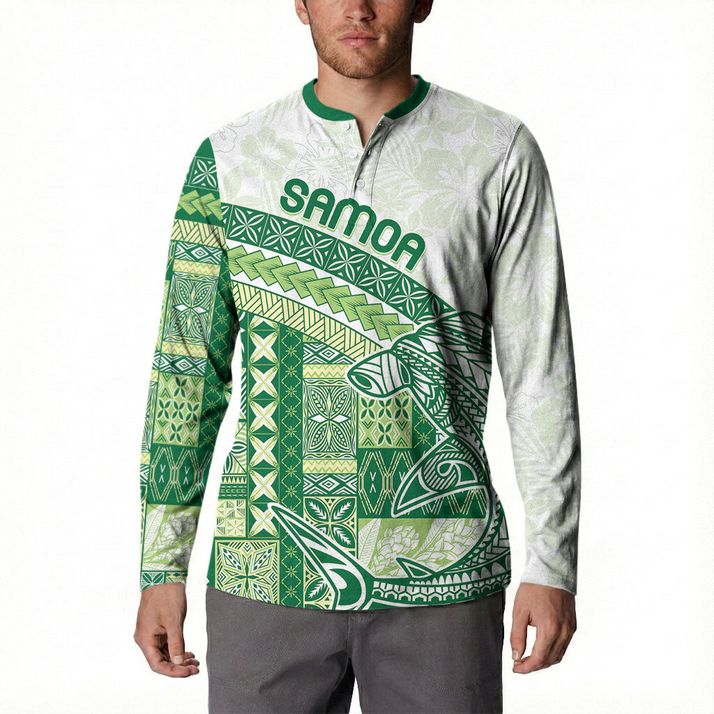 Samoa Mamanu Siapo Forest Green Button Sweatshirt Tatau Malie LT7 - Polynesian Pride