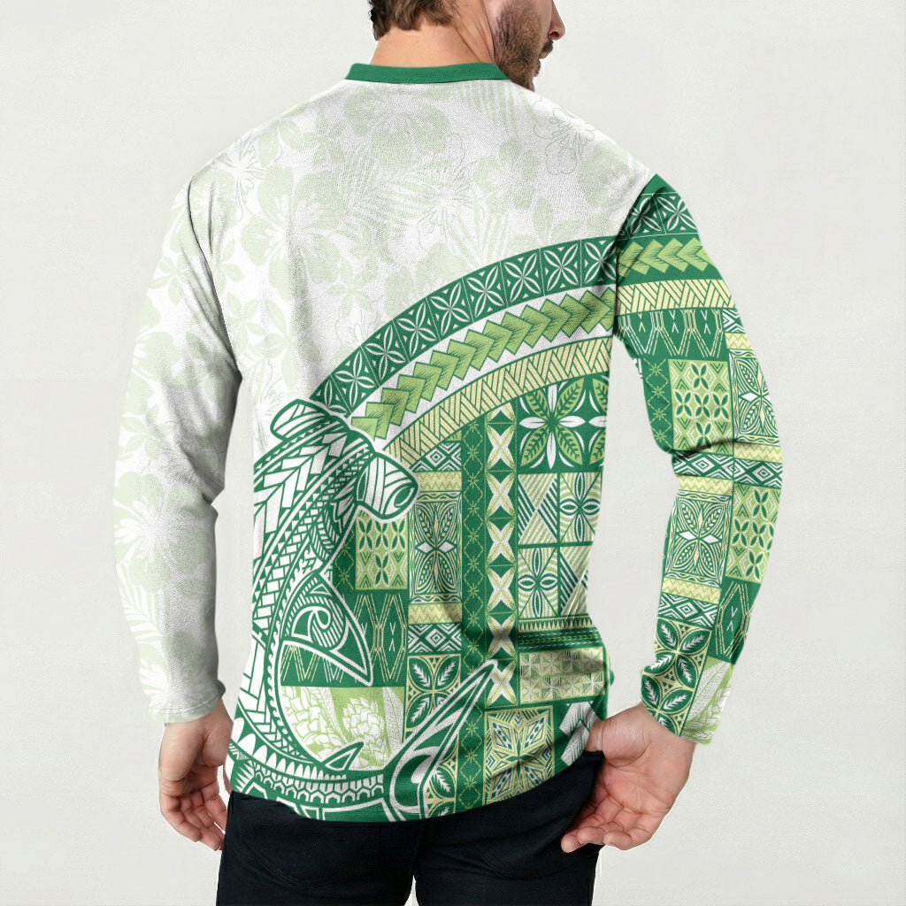 Samoa Mamanu Siapo Forest Green Button Sweatshirt Tatau Malie LT7 - Polynesian Pride