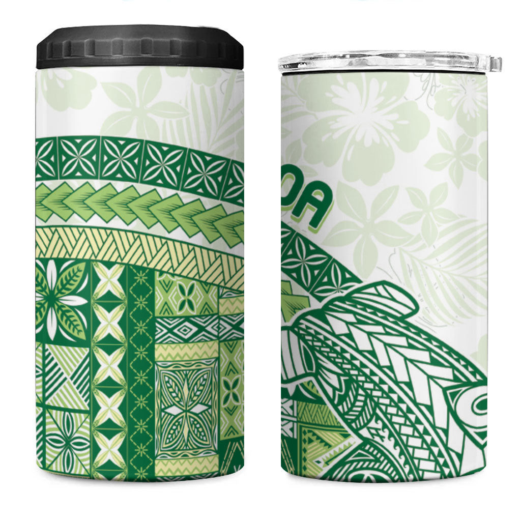 Samoa Mamanu Siapo Forest Green 4 in 1 Can Cooler Tumbler Tatau Malie LT7 One Size: 16 oz Forest Green - Polynesian Pride