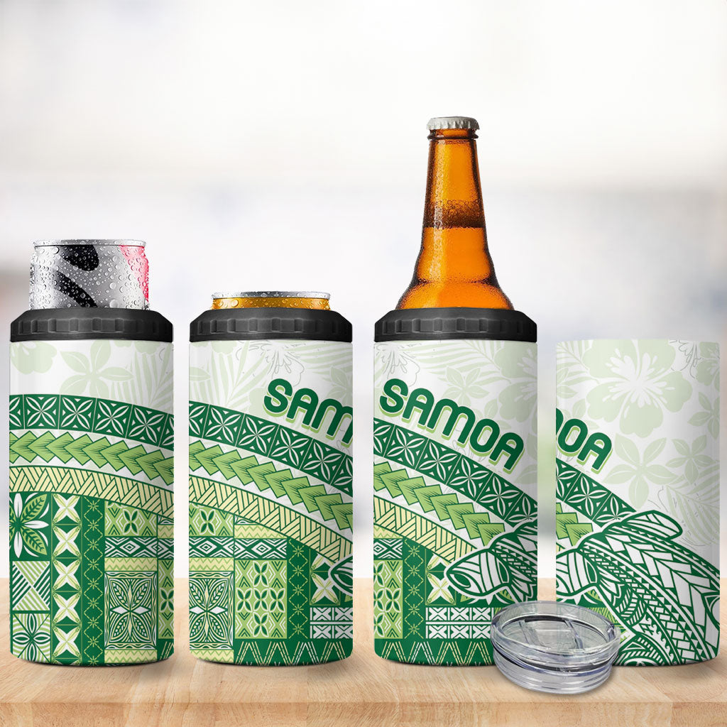 Samoa Mamanu Siapo Forest Green 4 in 1 Can Cooler Tumbler Tatau Malie LT7 - Polynesian Pride