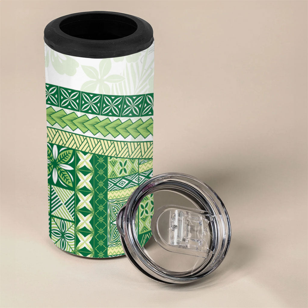 Samoa Mamanu Siapo Forest Green 4 in 1 Can Cooler Tumbler Tatau Malie LT7 - Polynesian Pride