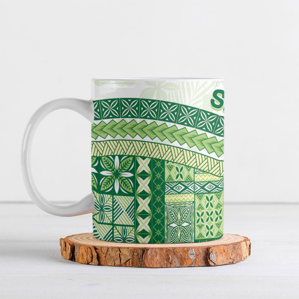 Samoa Mamanu Siapo Forest Green Ceramic Mug Tatau Malie LT7 Forest Green - Polynesian Pride