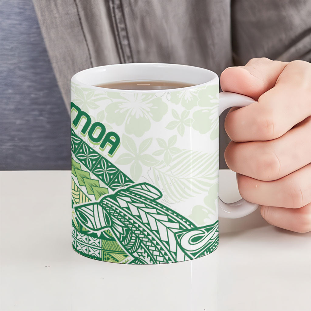 Samoa Mamanu Siapo Forest Green Ceramic Mug Tatau Malie LT7 - Polynesian Pride