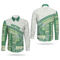 Samoa Mamanu Siapo Forest Green Couples Matching Summer Maxi Dress and Long Sleeve Button Shirt Tatau Malie LT7 - Polynesian Pride