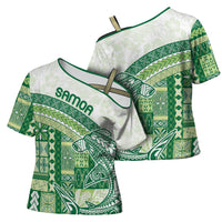 Samoa Mamanu Siapo Forest Green Cross Shoulder Shirt Tatau Malie LT7 - Polynesian Pride