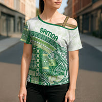 Samoa Mamanu Siapo Forest Green Cross Shoulder Shirt Tatau Malie LT7 - Polynesian Pride