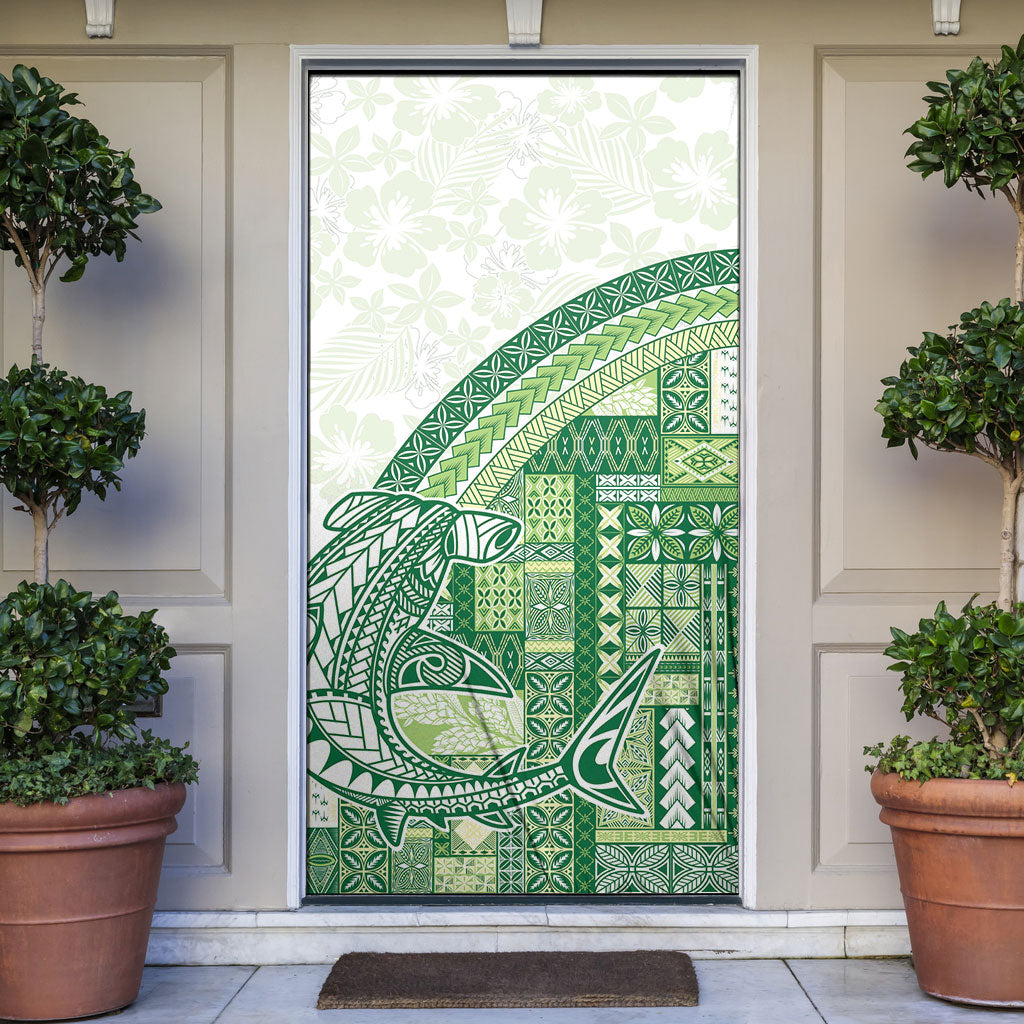 Samoa Mamanu Siapo Forest Green Door Cover Tatau Malie LT7 Forest Green - Polynesian Pride