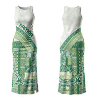Samoa Mamanu Siapo Forest Green Family Matching Tank Maxi Dress and Hawaiian Shirt Tatau Malie LT7 Mom's Dress Forest Green - Polynesian Pride