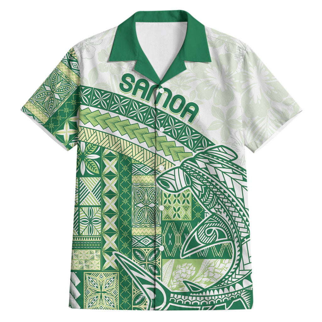 Samoa Mamanu Siapo Forest Green Hawaiian Shirt Tatau Malie LT7 Forest Green - Polynesian Pride